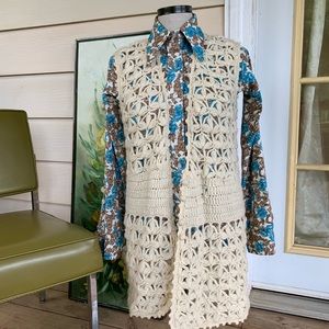 Vintage 70s Knitted Sweater Vest Tunic Too Wool